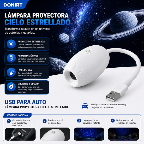Proyector Estelar Saturno USB Ambiente