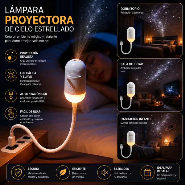 Proyector Estelar Saturno USB Ambiente